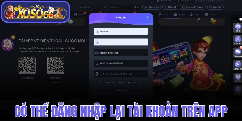 Có thể đăng nhập lại tài khoản trên app